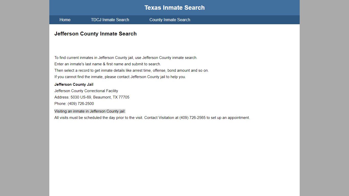 Jefferson County Jail Inmate Search